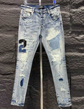 Amiri Men Varsity Ripped Blue Jeans – AMIJ016