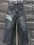 Amiri Men Ripp Blue Patch-Detail Jeans – AMIJ020