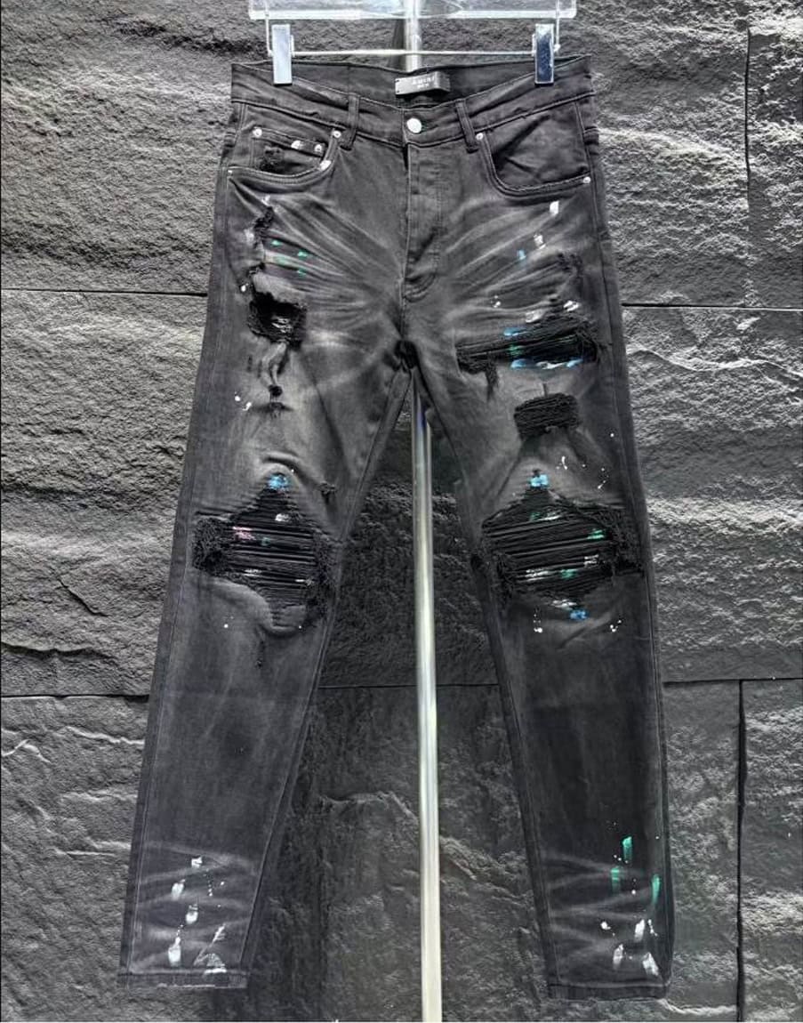 Amiri Ripp Black Paint Splatter Jeans – AMIJ022