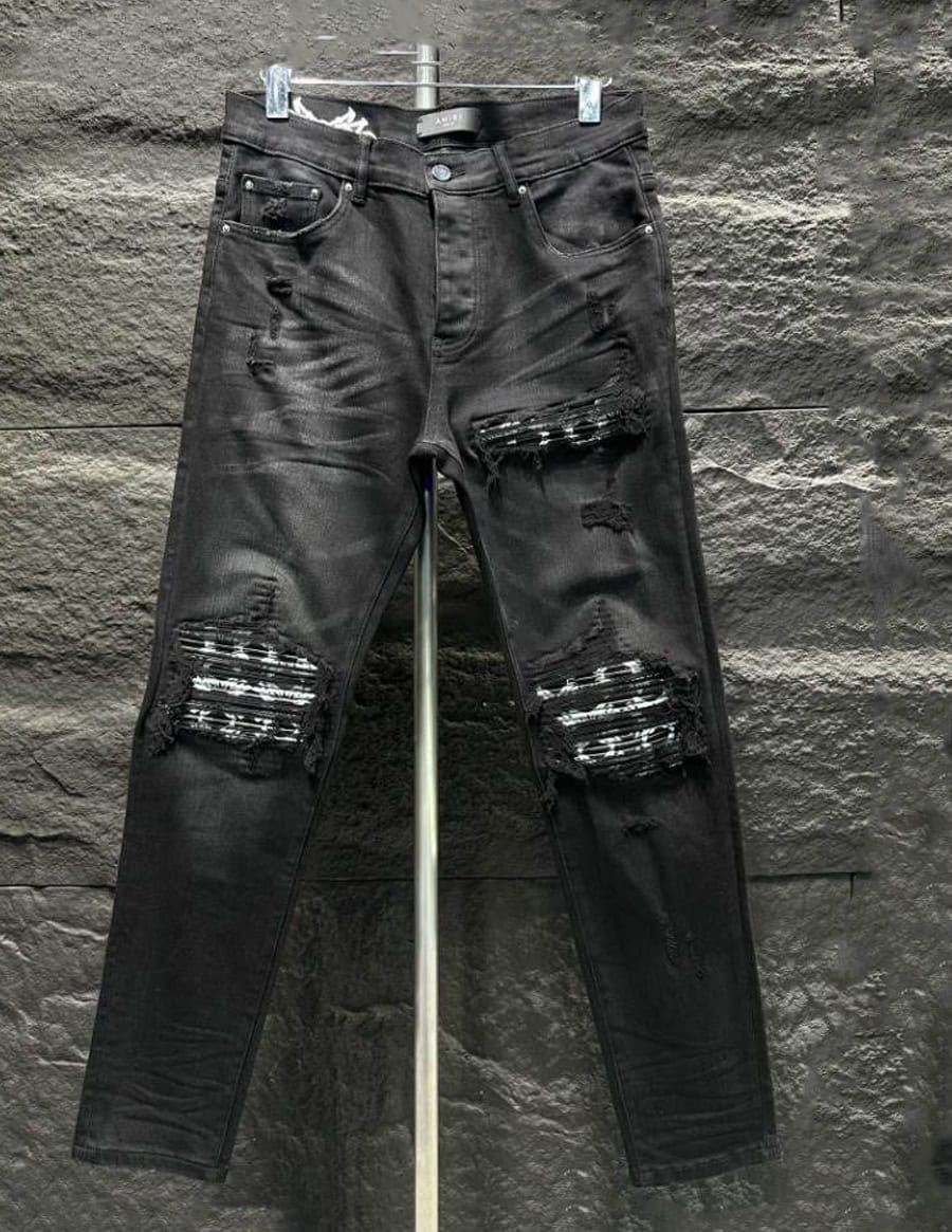 Amiri Ripp Black White Patch Jeans – AMIJ009