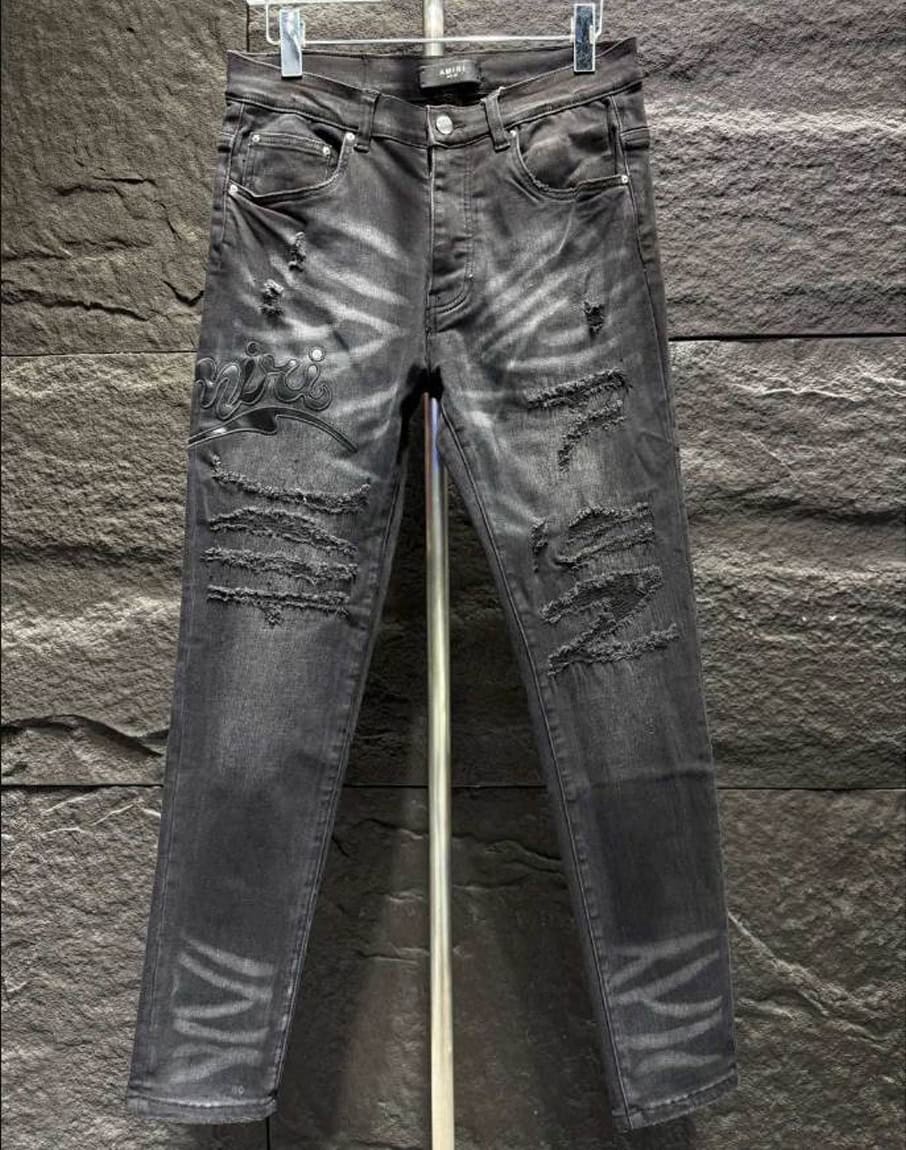 Amiri Black Ripp Logo Black Jeans – AMIJ031