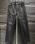 Amiri Rip Pink Black Embroider Jeans – AMIJ034