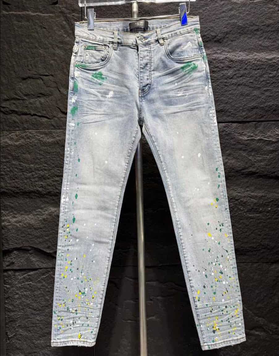 Amiri Paint Splatter Green Yellow Jeans – AMIJ035
