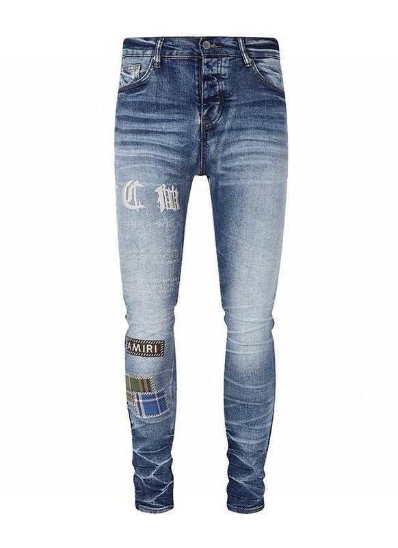 Amiri Blue Embroider White Jeans – AMIJ043
