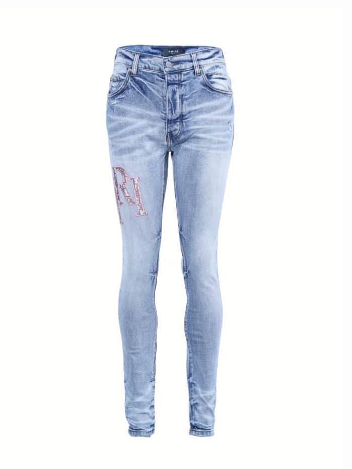 Amiri Logo-Embroidered Skinny Blue Jeans – AMIJ048