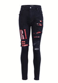 Amiri Logo-Embroidered Skinny Red Ripp Jeans – AMIJ050