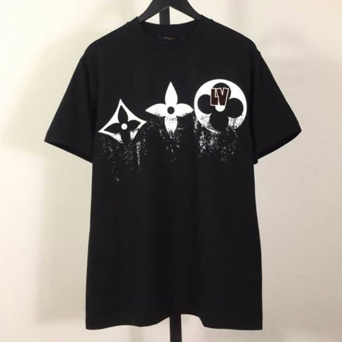 Louis Vuitton Black Short Sleeve Glitter Monogram Logo Shirt – LVTS079