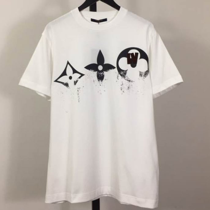Louis Vuitton White Short Sleeve Glitter Monogram Logo Shirt – LVTS080