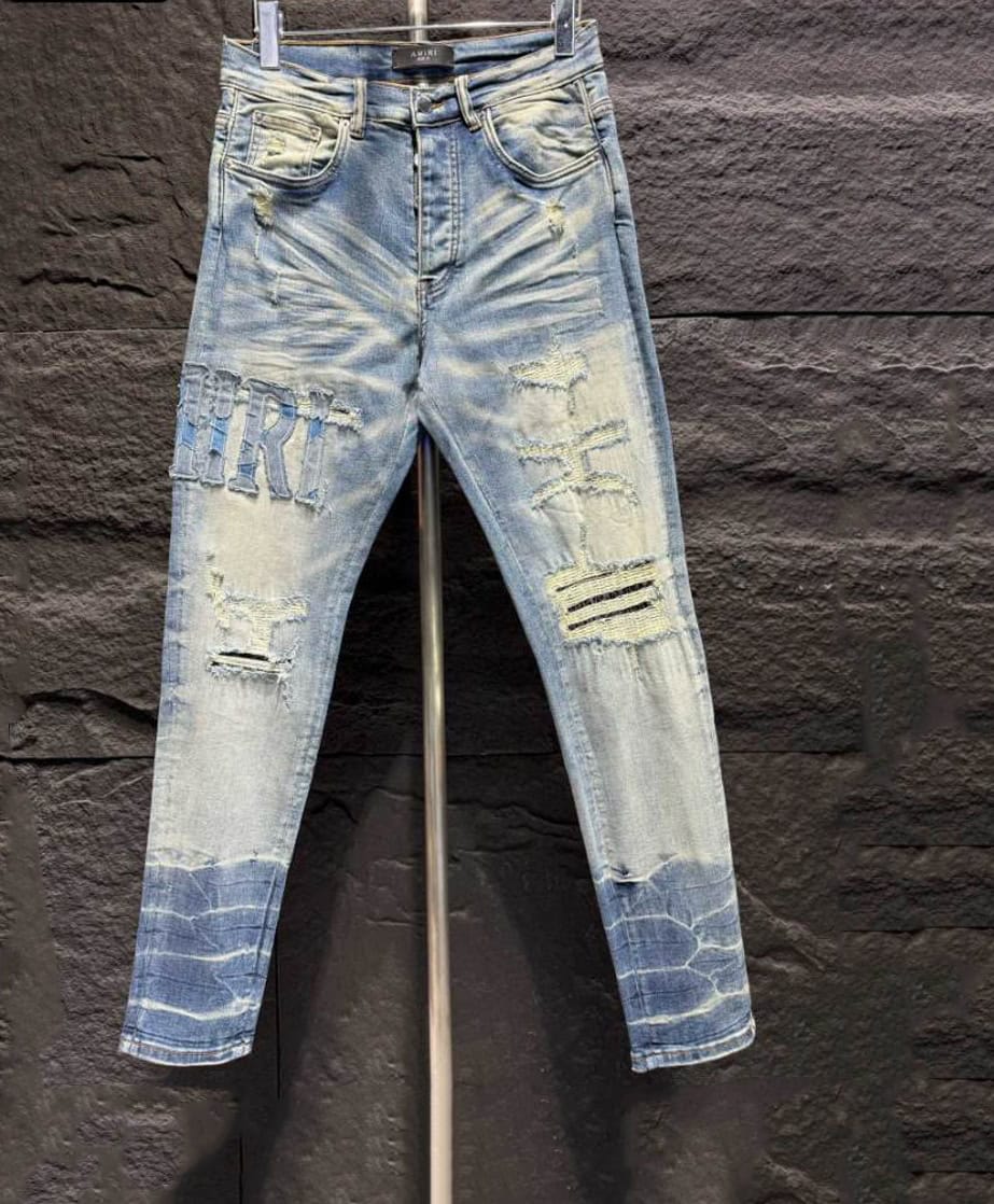 Amiri Hand Painted Slit Knee Blue Jean – AMIJ001