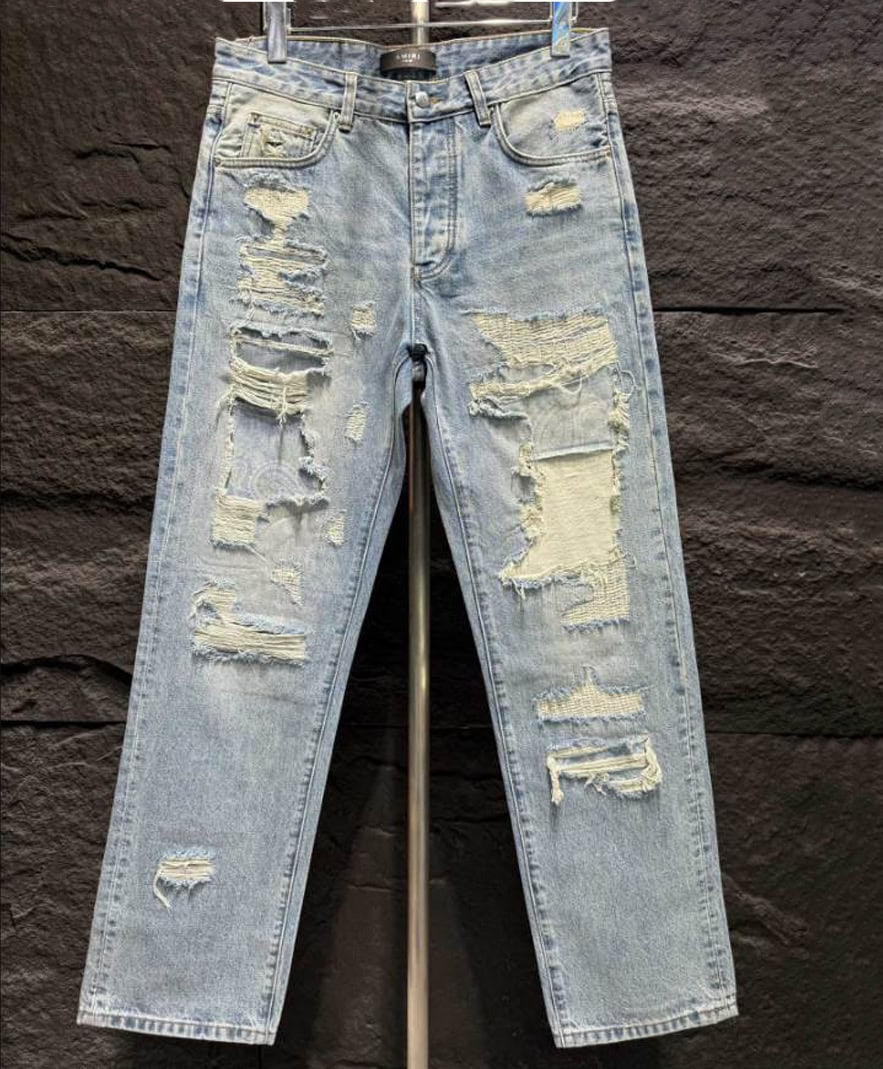 Amiri Ripp Blue White Jean – AMIJ002