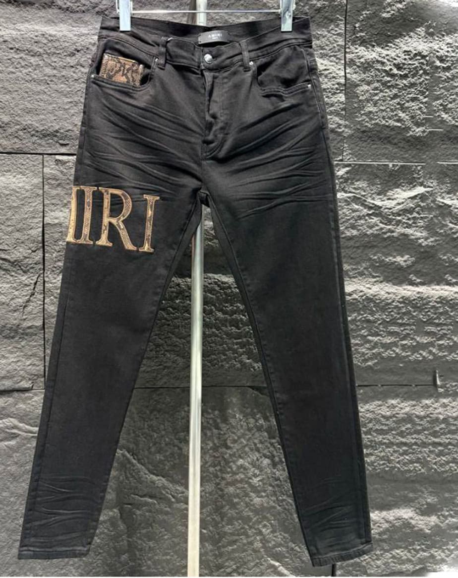 Amiri Logo Yellow Black Jeans – AMIJ006