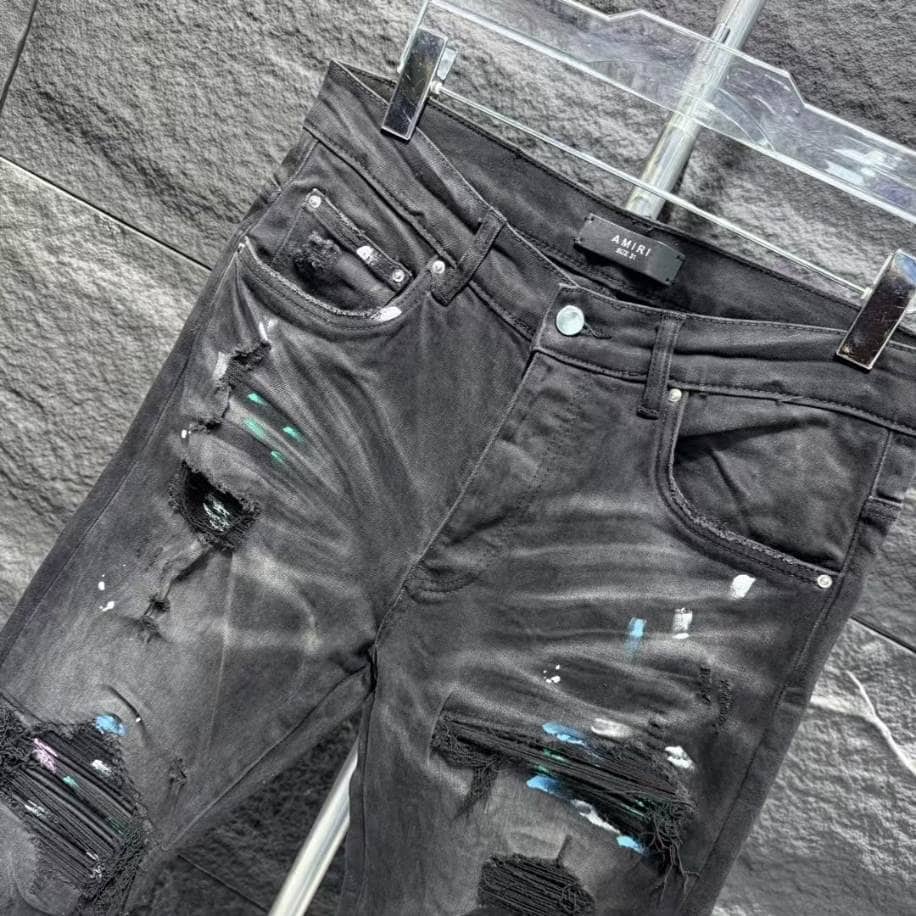 Amiri Ripp Black Paint Splatter Jeans – AMIJ022
