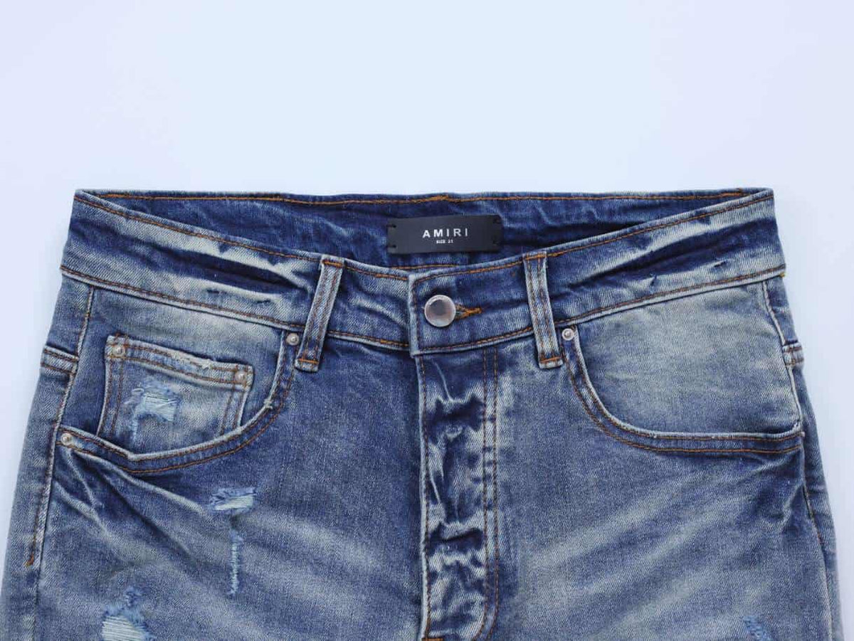 Amiri Distressed Blue Rip Jeans – AMIJ046