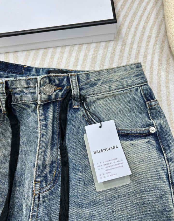 Balenciaga Irregular Drawstring Blue Jeans – BAJ002