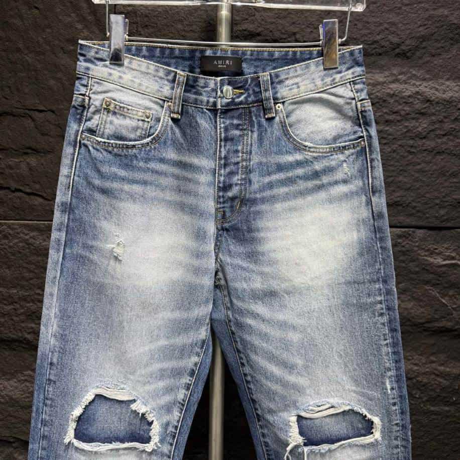 Amiri Ripp Double Knee Blue Jeans – AMIJ041