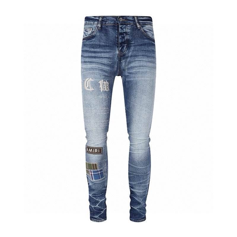 Amiri Blue Embroider White Jeans – AMIJ043