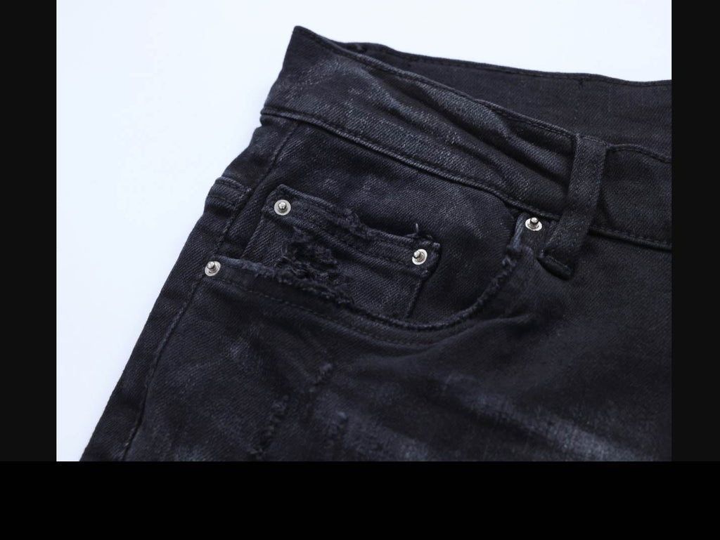 Amiri Ripp Blue Embroider Black Jeans – AMIJ044