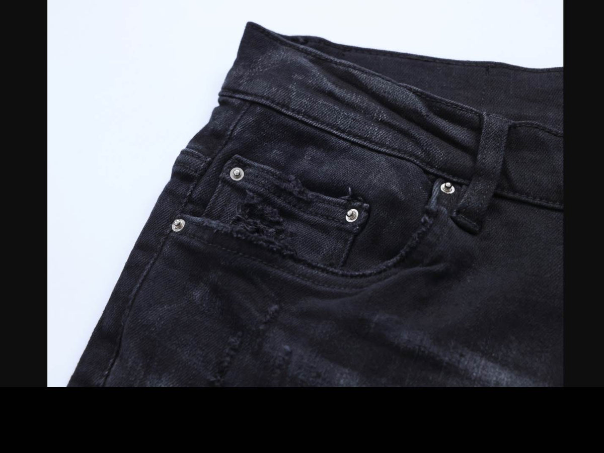 Amiri Ripp Blue Embroider Black Jeans – AMIJ044
