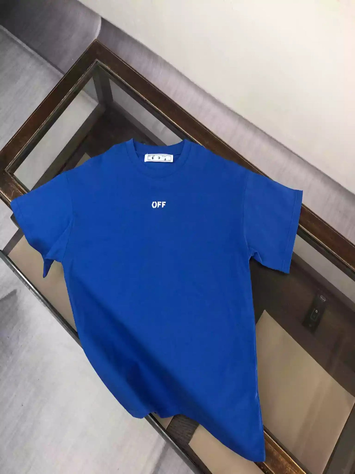 Off-White Blue Logo Stitch T-shirt – OWS030