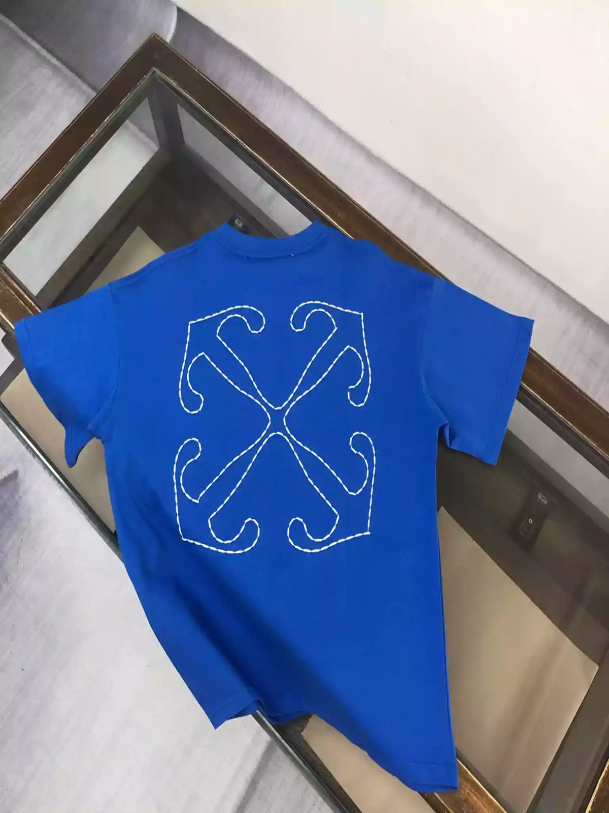 Off-White Blue Logo Stitch T-shirt – OWS030
