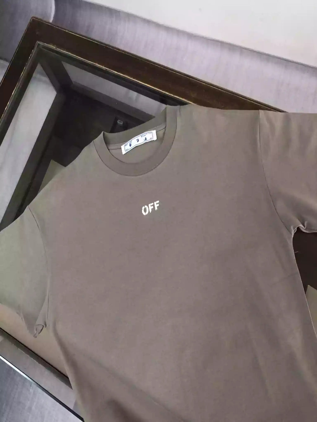 Off-White Beige Logo Stitch T-shirt – OWS031