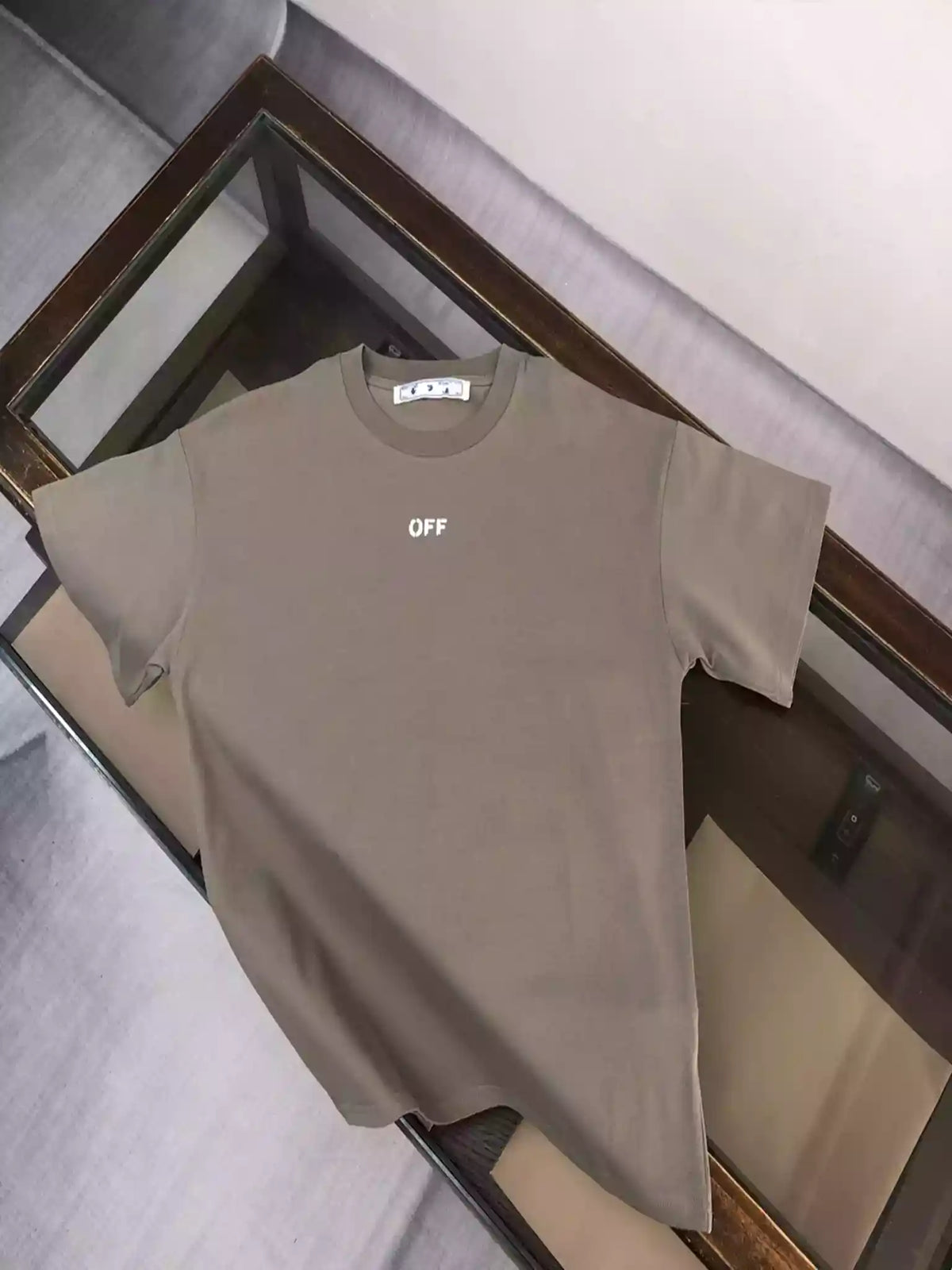 Off-White Beige Logo Stitch T-shirt – OWS031