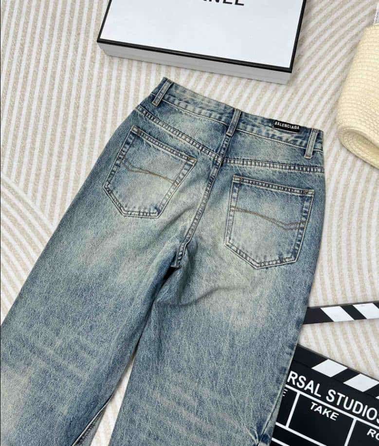 Balenciaga Irregular Drawstring Blue Jeans – BAJ002
