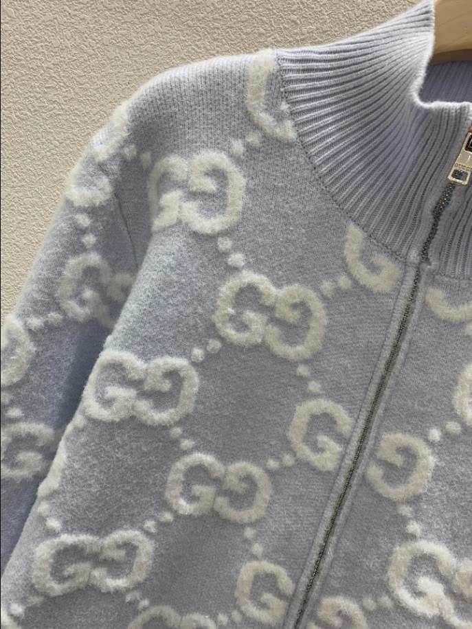 GUCCI Stitch Jacquard Blue Knitwear – GCK055