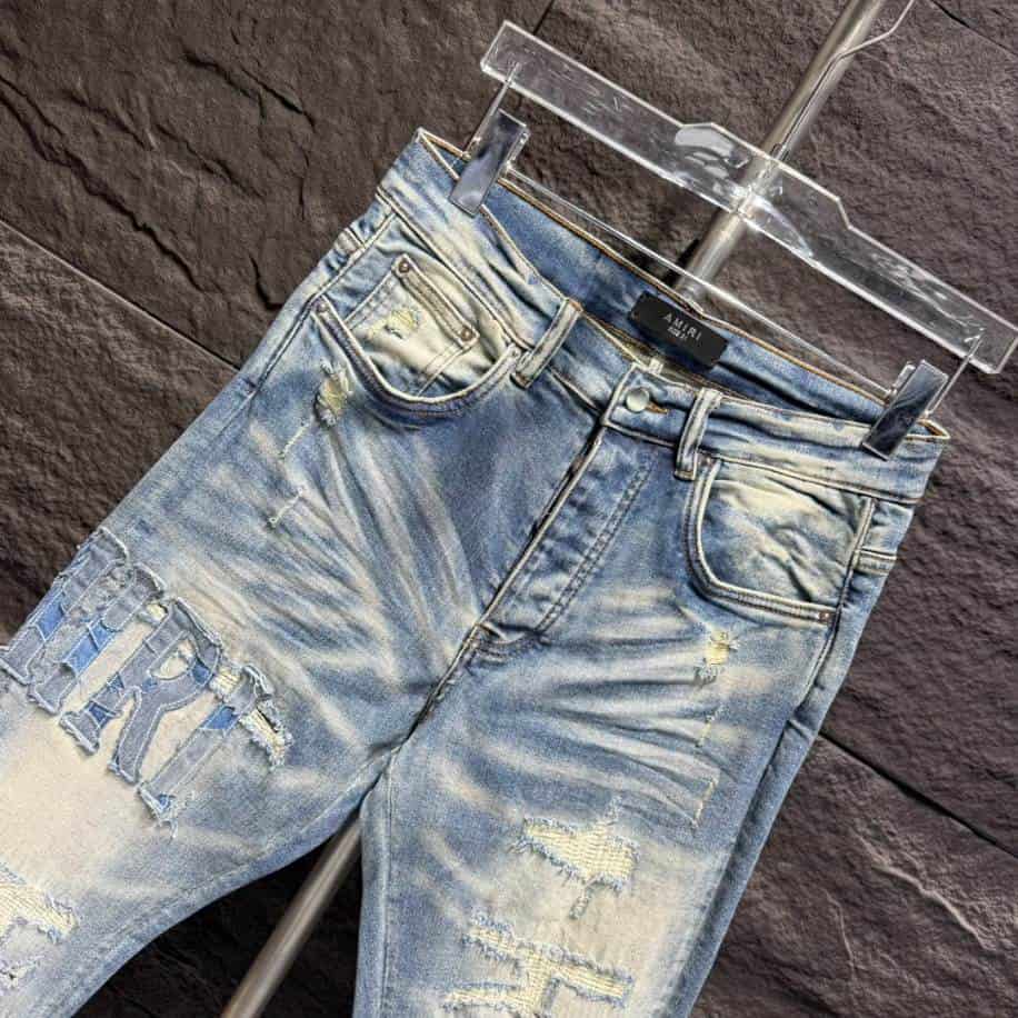 Amiri Hand Painted Slit Knee Blue Jean – AMIJ001