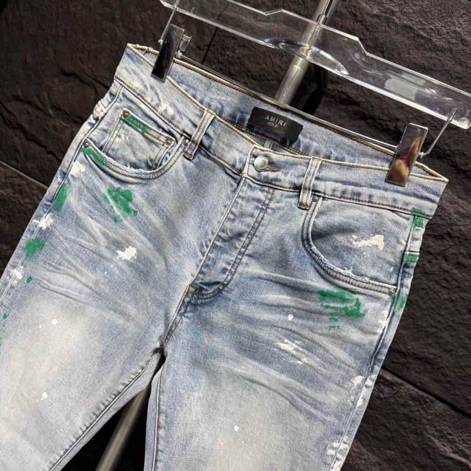 Amiri Paint Splatter Green Yellow Jeans – AMIJ035