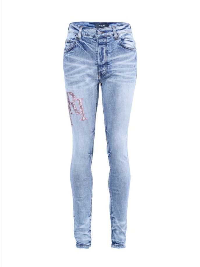 Amiri Logo-Embroidered Skinny Blue Jeans – AMIJ048