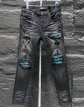 Amiri Men Ripp Blue Black Jeans – AMIJ012