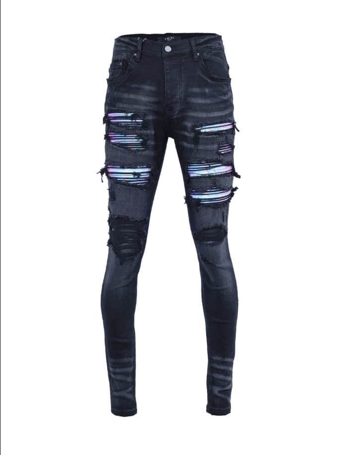 Amiri Ripp Blue Embroider Black Jeans – AMIJ044
