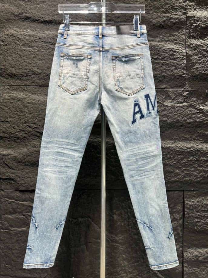 Amiri Ripp Blue White Embroider Jeans – AMIJ024