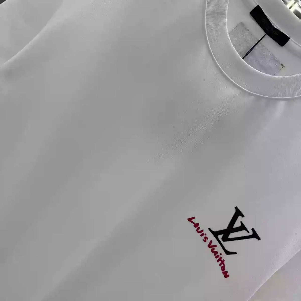 Louis Vuitton White Logo Print T-Shirt  – LVTS084