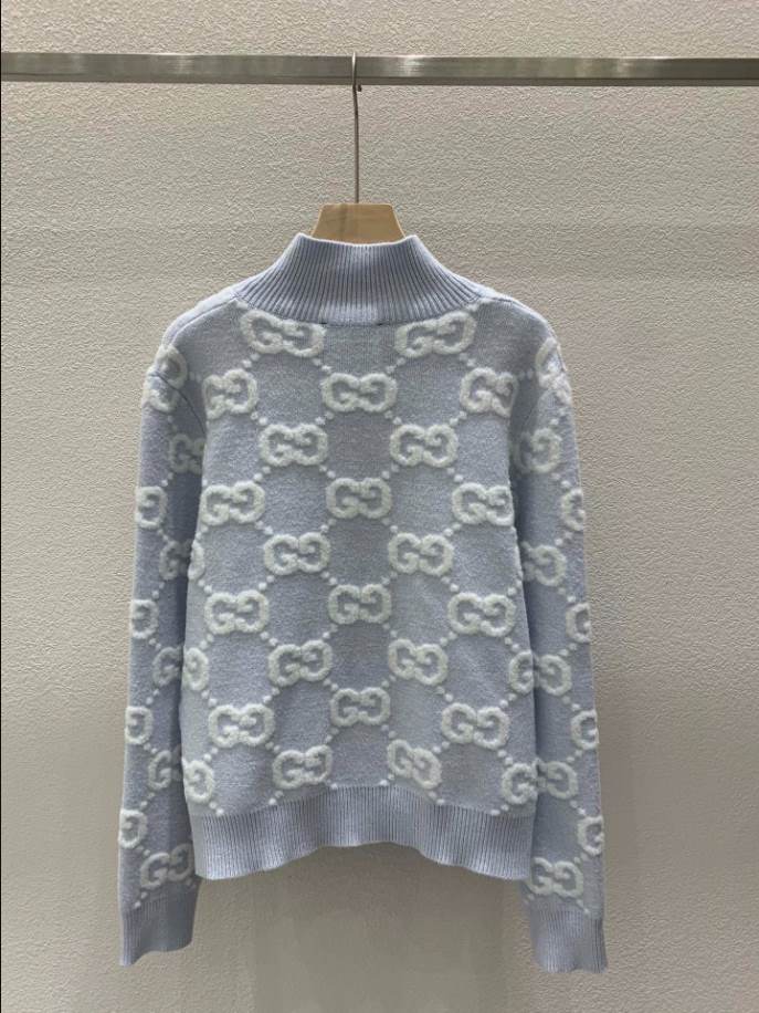 GUCCI Stitch Jacquard Blue Knitwear – GCK055