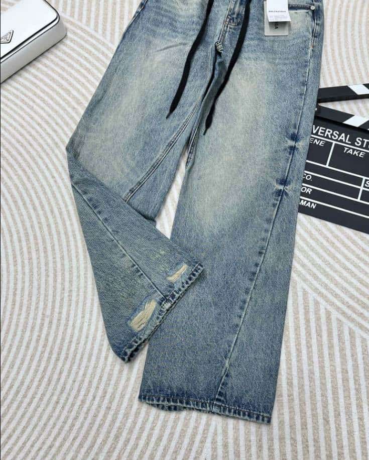 Balenciaga Irregular Drawstring Blue Jeans – BAJ002