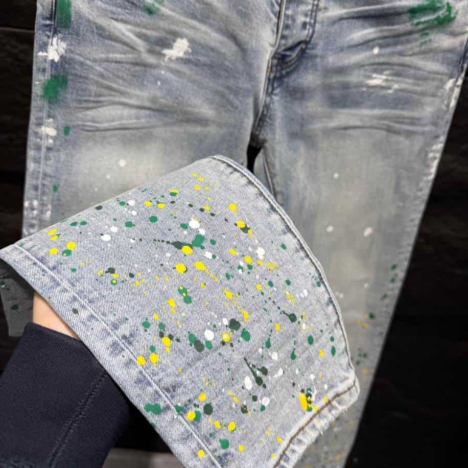 Amiri Paint Splatter Green Yellow Jeans – AMIJ035