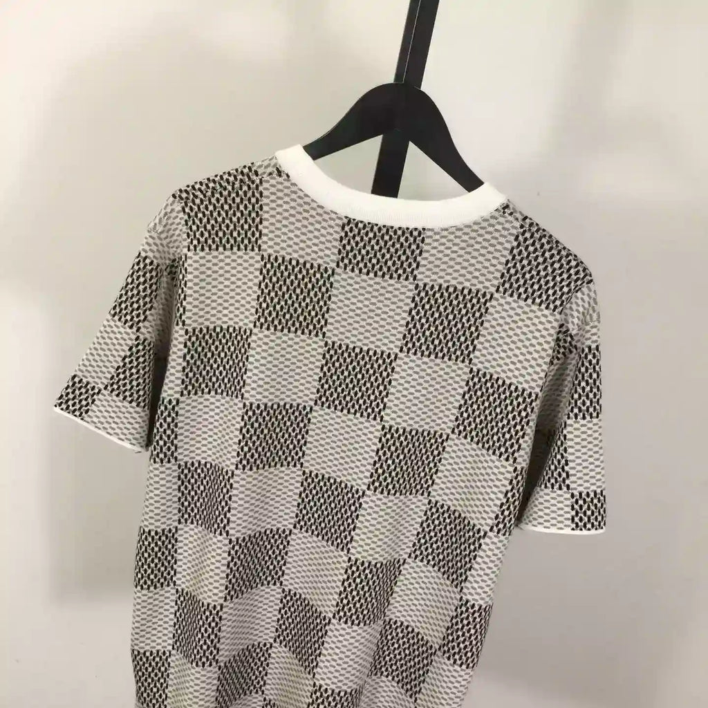 Damier Jacquard Short-Sleeved Crewneck – LVTS089