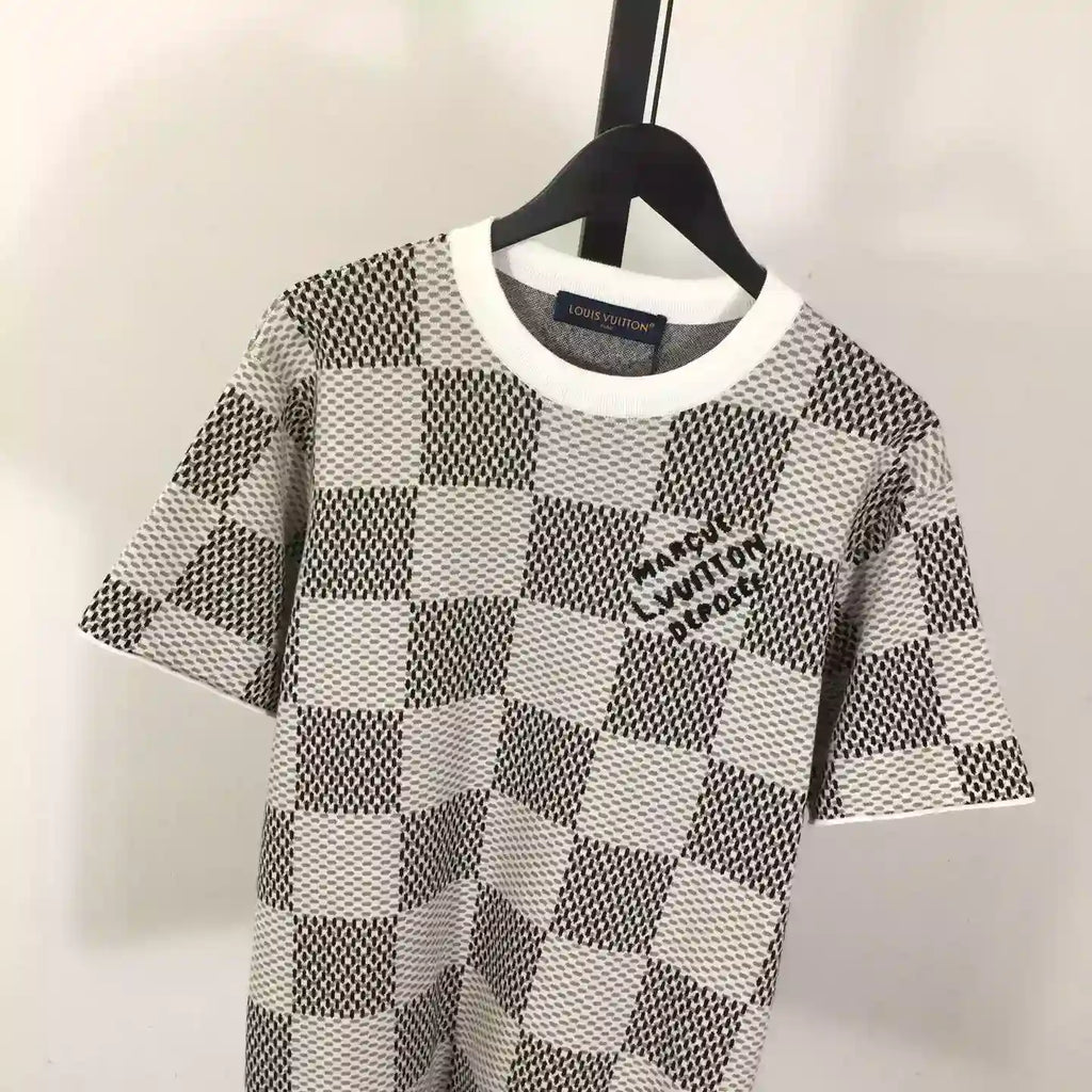 Damier Jacquard Short-Sleeved Crewneck – LVTS089