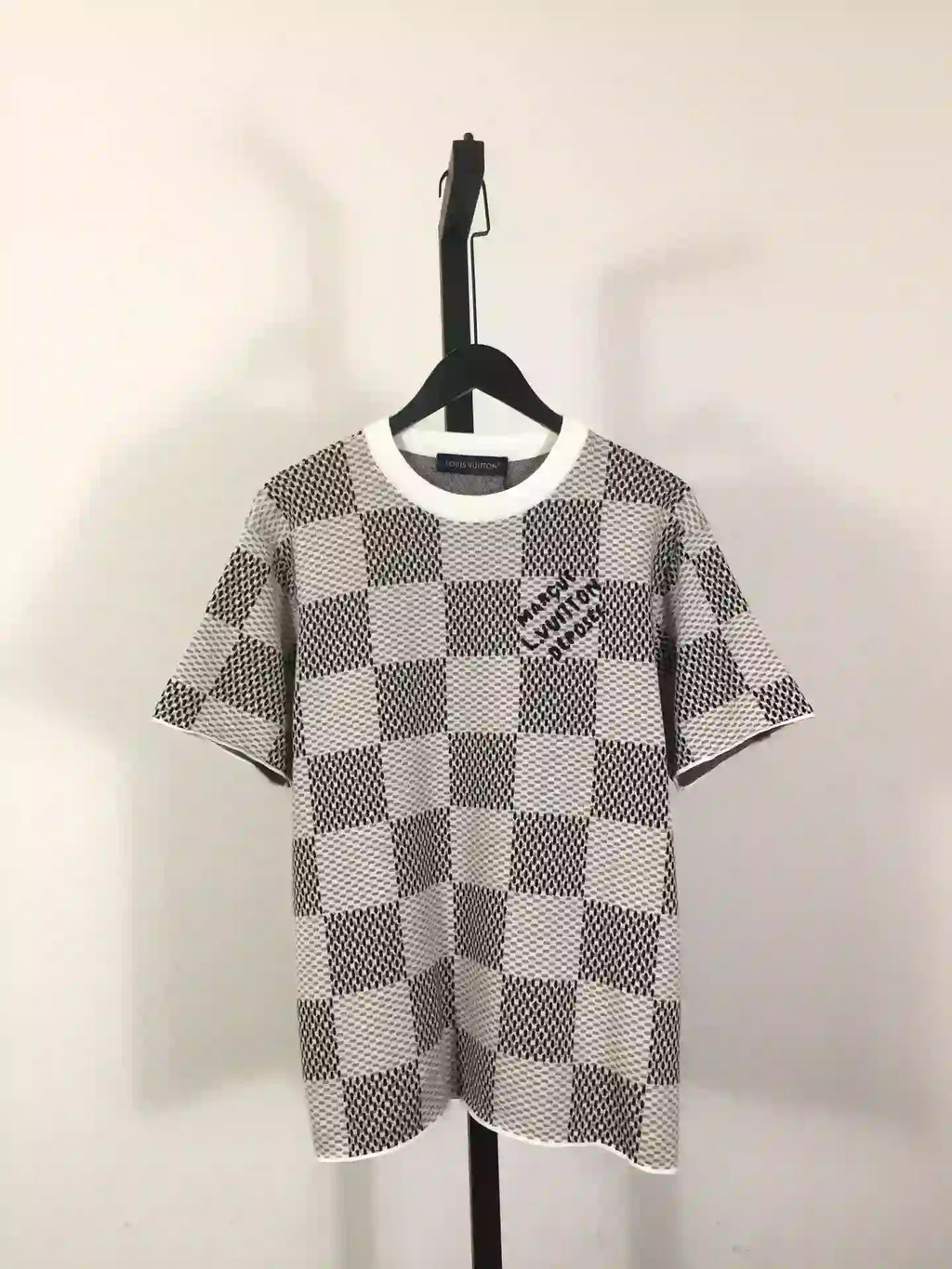 Damier Jacquard Short-Sleeved Crewneck – LVTS089