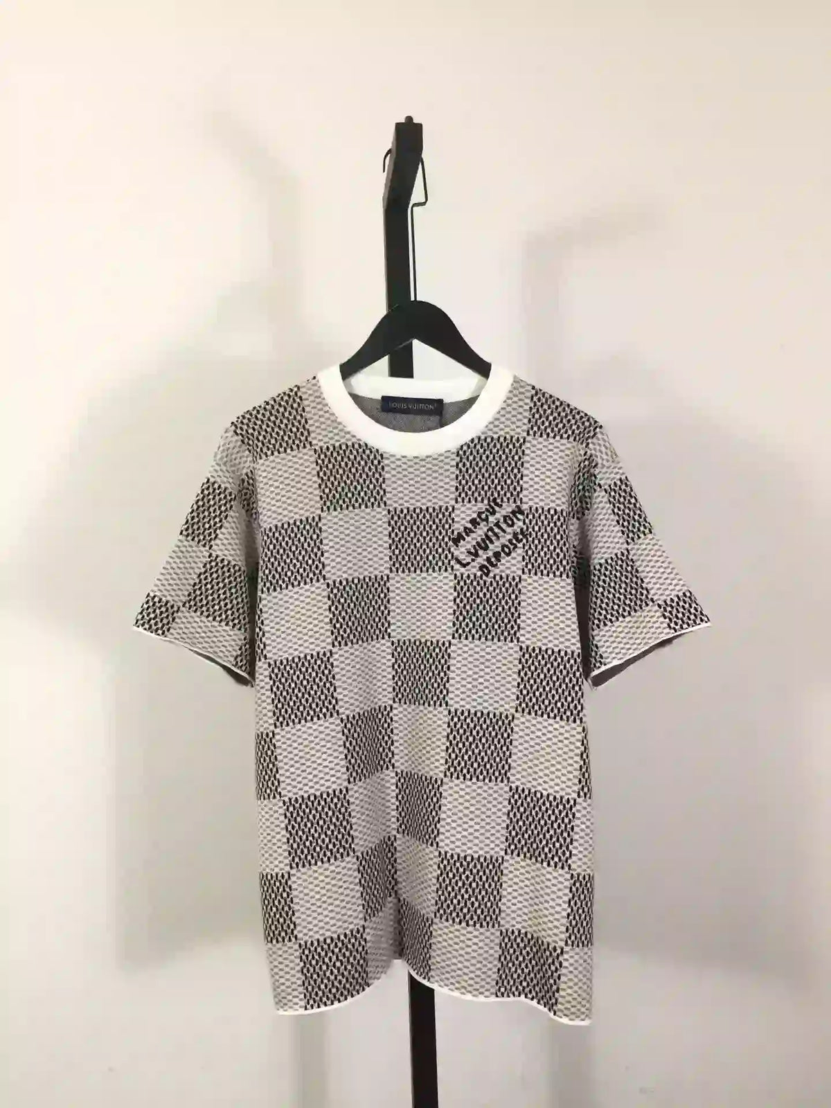 Damier Jacquard Short-Sleeved Crewneck – LVTS089
