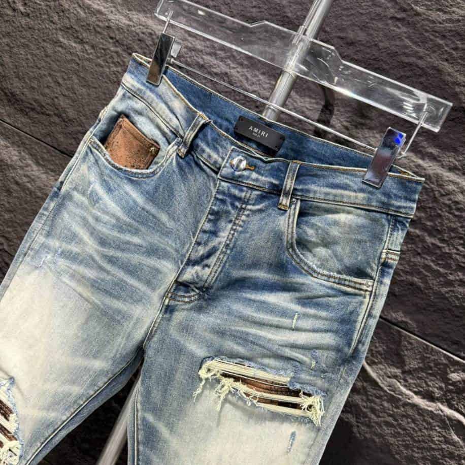 Amiri Ripp Brown Blue Jeans – AMIJ028