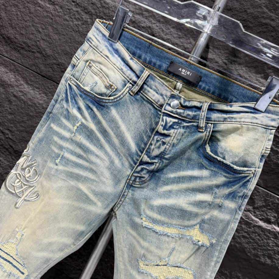 Amiri Ripp White Blue Jeans – AMIJ027