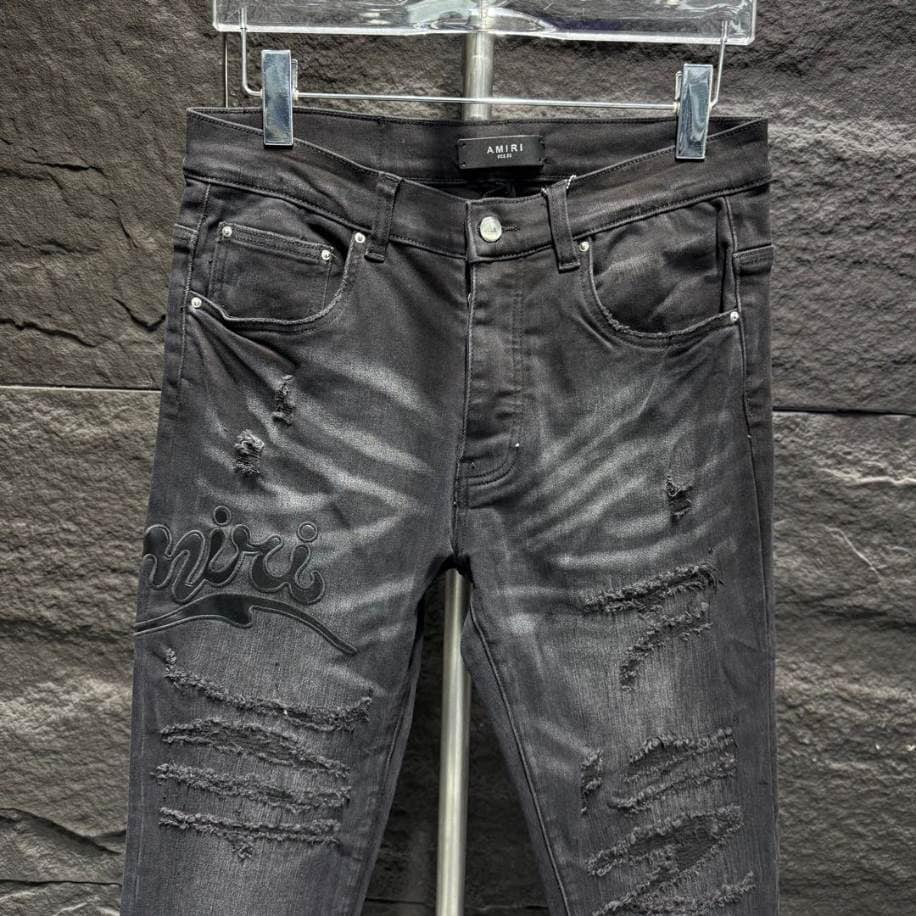 Amiri Black Ripp Logo Black Jeans – AMIJ031
