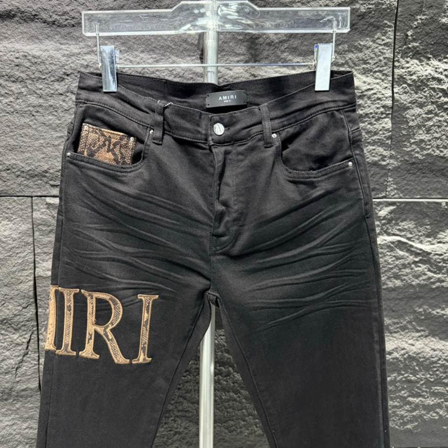 Amiri Logo Yellow Black Jeans – AMIJ006