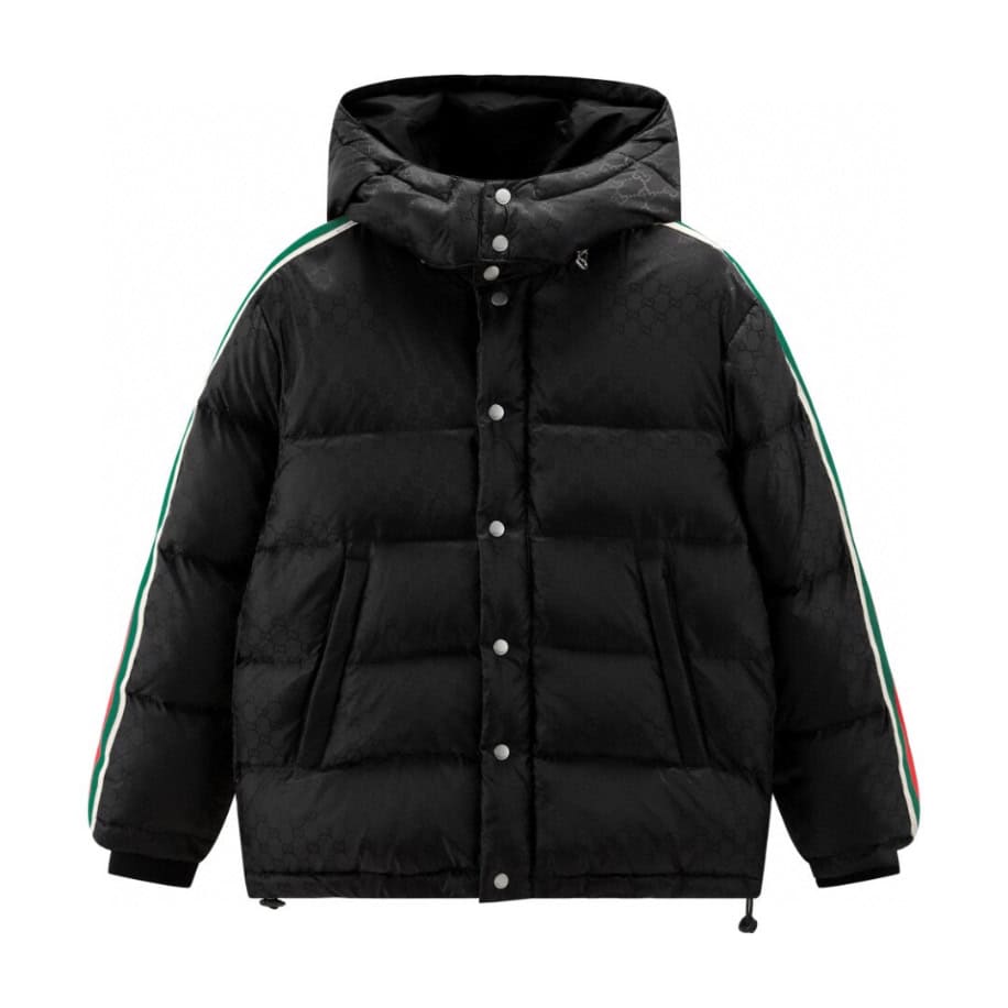GUCCI Nylon Jacquard With Web Black Coat – GCJ048