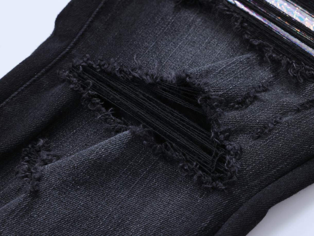 Amiri Ripp Blue Embroider Black Jeans – AMIJ044