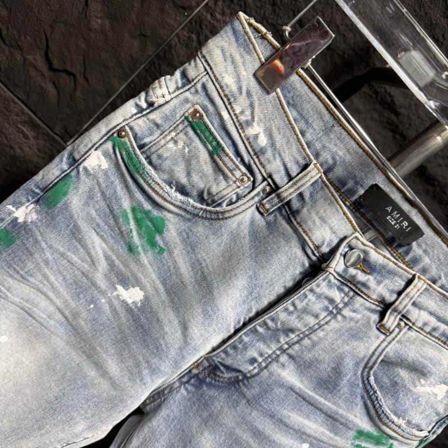 Amiri Paint Splatter Green Yellow Jeans – AMIJ035