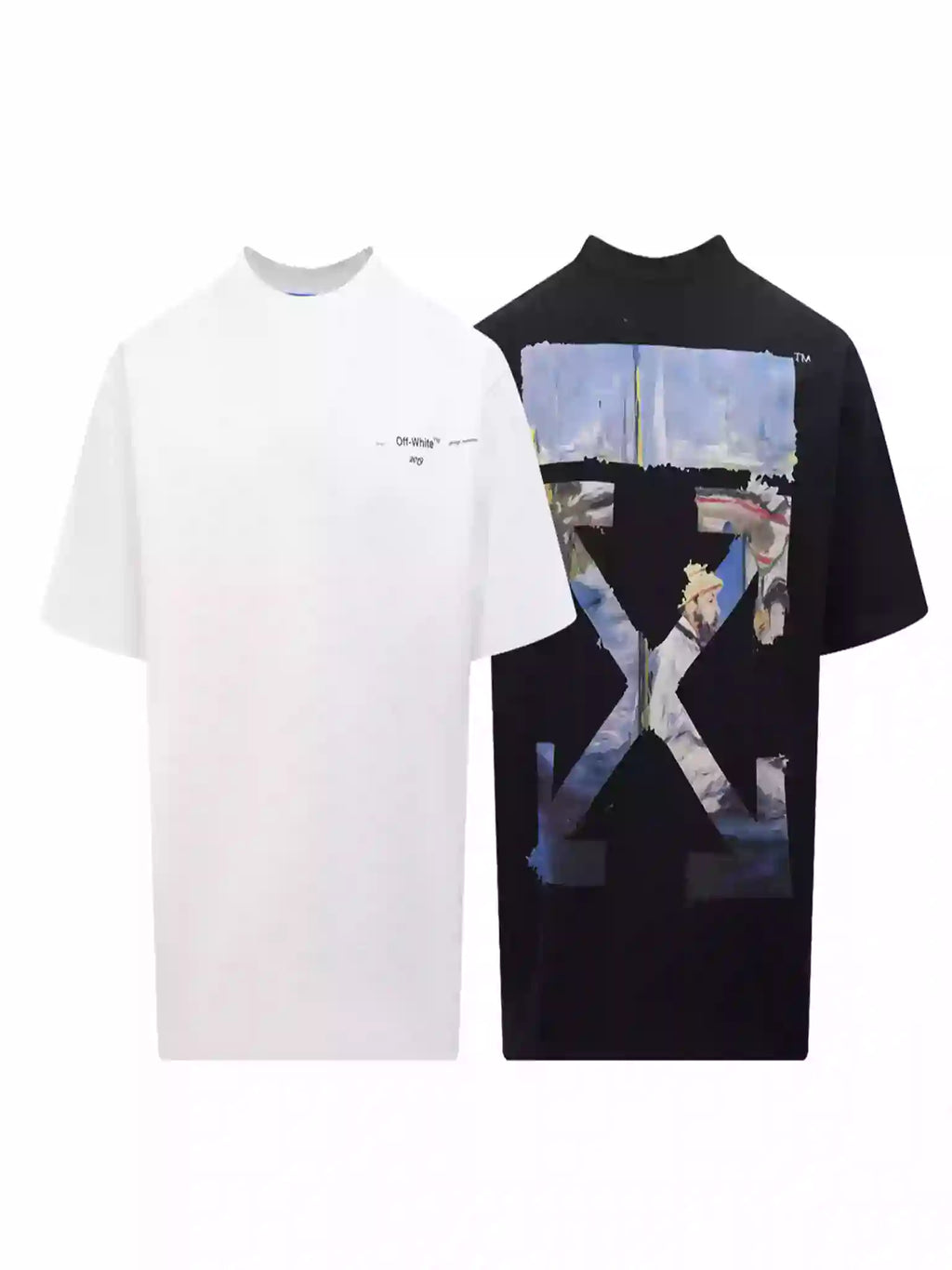 Off White Colour Painting Diagonals Arrows Tee Black – OWS008